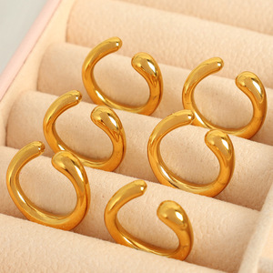 <b>Clip</b>-on Earrings Gold C-shaped Round Design For Non-Pierced Ears Fashion Jewelry - Product Image 4