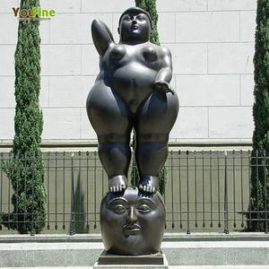 YOUFINE Escultura de Bronce de Tamaño Real de <span class=keywords><strong>Fernando</strong></span> Botero, Dama Gorda Poniéndose de Pie sobre la Cabeza, para Exteriores - Product Image 1