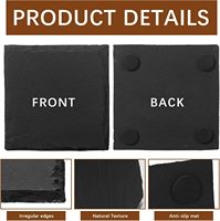 Sous-verres modernes carrés en ardoise noire, gravés au laser, personnalisables, écologiques, pour vente en gros, avec découpe droite et surface lisse