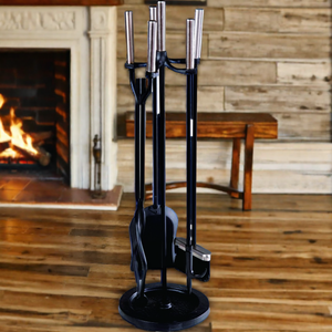 Ensemble d'outils <span class=keywords><strong>de</strong></span> <span class=keywords><strong>cheminée</strong></span> 4 pièces avec pinces <span class=keywords><strong>de</strong></span> poker pelle brosse <span class=keywords><strong>cheminée</strong></span> accessoires noir <span class=keywords><strong>cheminée</strong></span> compagnon ensemble d'outils - Product Image 2