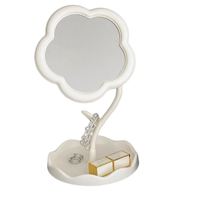 Design floral mignon, rangement portable, adapté aux chambres, aux dortoirs, aux voyages et à une utilisation sur le bureau. Miroir de maquillage.