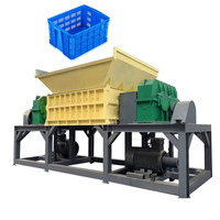 Déchiqueteuse automatique de bouteilles en plastique à double arbre avec engrenages et composants de moteur, baril bleu