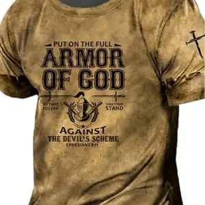 Armor of God 3D kaus stok cetak-desain kreatif, kain peregangan nyaman, sempurna untuk aktivitas luar ruangan musim panas