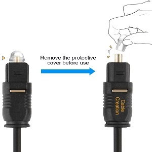 Câble audio <span class=keywords><strong>Toslink</strong></span> <span class=keywords><strong>S</strong></span>/<span class=keywords><strong>PDIF</strong></span> en fibre <span class=keywords><strong>optique</strong></span> mince de 15 pieds, blindage combiné, gaine en PVC plaqué or, CableCreation - Product Image 3