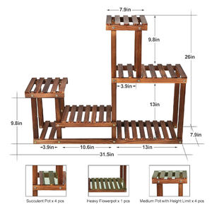 Rak Tanaman Kayu 5 Tingkat untuk Ruangan Dalam Ruangan, Menampilkan Berbagai Tanaman dan Bunga dalam Dudukan Vertikal yang Kompak dan Bergaya - Product Image 2