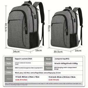 Custom <b>Mens</b> Casual Sports College Business University Designer Waterproof Bagpack Travel Back Pack Fit 17.3 <b>Laptop</b> <b>Bag</b> Backpacks - Product Image 3