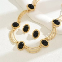 Parure Collier et Boucles d'Oreilles Vintage pour Femme en Alliage Incrusté de Zircon, Collier Ras du Cou, Vente en Gros d'Usine pour Anniversaire