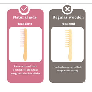 Masseur facial et peigne pour cuir chevelu en bois de quartz rose personnalisé avec logo, vente en gros B2B, avec fonction de lissage des cheveux - Product Image 3