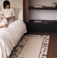 Tapis de chevet moderne Sarpes fabriqué à la machine, tapis en laine pour chambre et salon, écologique, à poils ras, style luxe léger haut de gamme