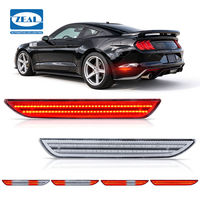 Lampu Sein Samping LED Sequential Flowing untuk Bumper Mobil Ford Mustang 2015 2023 Lensa Bening Lampu Merah FR3Z 15A201 2 Buah
