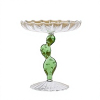 Plateau en verre émaillé couleur personnalisée, écologique, à motif tige de cactus, jetable pour fêtes, plat à poisson minimaliste, pour bonbons, artisanat de porche et ornements