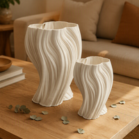 Vase à fleurs en céramique blanc mat, sculpture torsadée, texture ondulée, style nordique, décoration d'intérieur ARM LVG