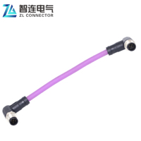 Connecteur M12 angulaire 5 broches femelle blindé torsadé IP67 250V 2A avec contacts en laiton pour câbles de modules de batteries automobiles