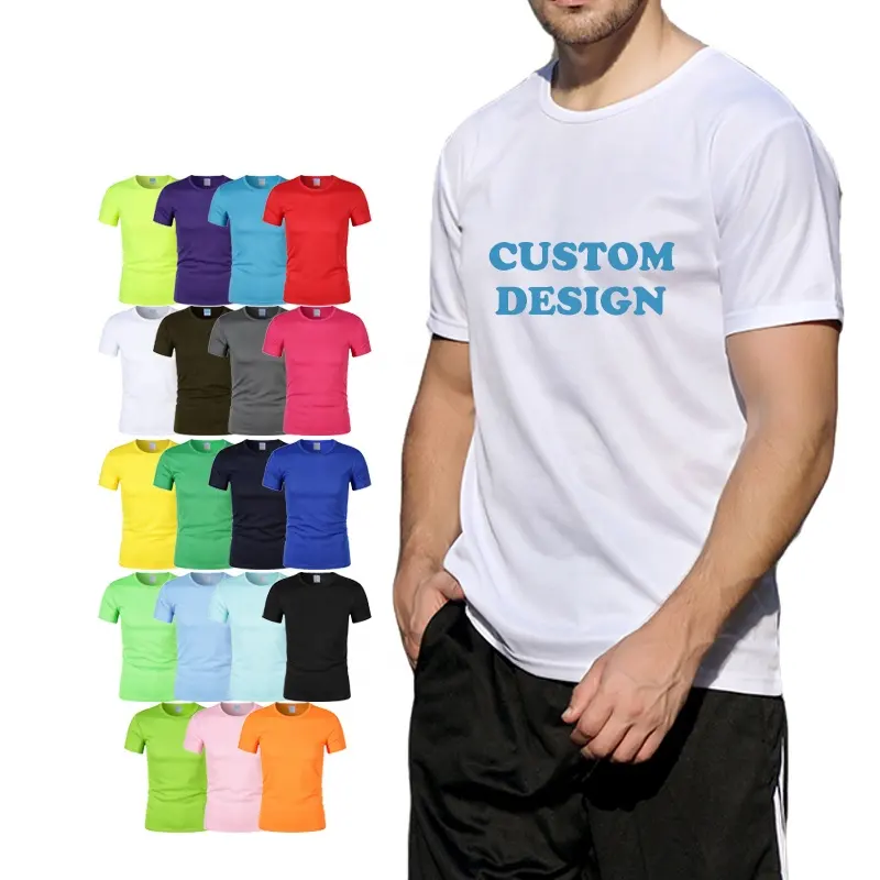 T-shirts de sport en polyester 100% pour hommes vierges bon marché avec logo personnalisé imprimé Marathon T-shirt unisexe à séchage rapide