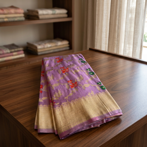 Indian Traditional Exclusive Crape Khadi Soft Silk <b>Saree</b> Jari Meenakari Weaving Borde Elegant Bridal Wedding Festival Wear - Product Image 3