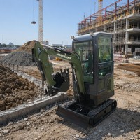 Mini-excavatrice sur chenilles 1,8T 2T 3T avec moteur diesel CE EPA pour espaces étroits et aménagement paysager, moment de charge élevé, livraison gratuite, garantie 1 an