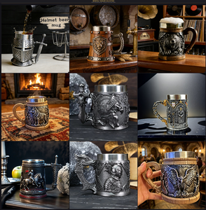Chope en Résine Grande Capacité Tankard Médiéval en Acier Inoxydable avec Logo Roi du Nord Stark Cadeau Fête - Product Image 6