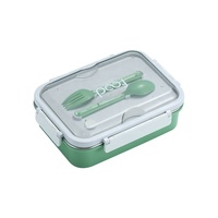 Icen B55 Lunchbox Tragbare Einlagige Thermische Bento-Box 304 Edelstahl Kinder 4-Fächer Blau Büro Erhitzbar