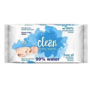 Tissu biodégradable sans plastique 99% Water Aqua Baby Wipes pour la peau délicate de bébé