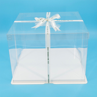 Boîte à gâteau personnalisée en usine, grande taille, bordure en plastique transparent, base en papier rigide, pour gâteau de mariage
