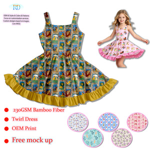 Robe d'été sans manches pour filles en fibre de bambou 230 GSM, motif princesse dessin animé intégral, faible MOQ, couleur personnalisée OEM - Product Image 5