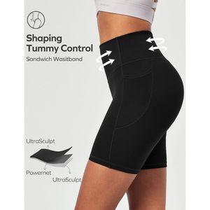 FOXA Biker Shorts Women 6 Inch Tummy Control Compression Yoga Gym Workout With Pockets - Product Image 3