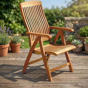 Sillón Reclinable Moderno de Madera Maciza para Jardín, Patio, Cocina y Parque, Muebles de Comedor para Exteriores - Product Image 3