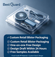 Plateau thermoformé en PET transparent personnalisé pour mini ventilateur portable USB, emballage en gros pour petits ventilateurs de refroidissement