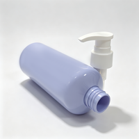 Bouteille cylindrique en PET violet clair de 335 ml en gros, avec pompe à lotion blanche, pour shampoing et gel douche