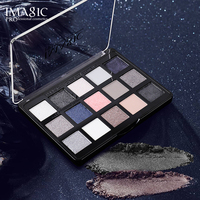 IMAGIC Großhandel Neue 15-Farben-Lidschattenpalette Rauchige Kühle Töne Hochpigmentiert Matt Schimmernd Glitzernd für Tiefes Augen-Make-up