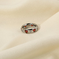 Mode acier inoxydable plaqué or 18 carats Rose rouge coeur Zircon bague étoile géométrique diamant Zircon bague pour les femmes