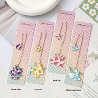 Nuevo Marcador de Libros Creativo Hecho a Mano con Colgante de Flor, Clip Metálico Colorido para Páginas, Material de Papelería para Lectura y Estudio