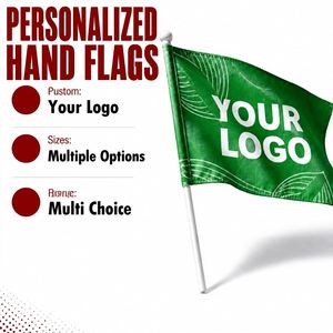 Banderas de Mano, Se Aceptan Pedidos de Muestra, MOQ Bajo, Poliéster 100D con Palo, Color, Tamaño, Patrón y Material Personalizables, Fábrica - Product Image 1