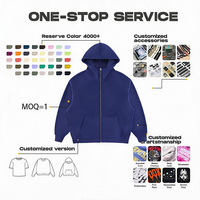 Sweat à capuche zippé épais pour homme, personnalisable avec logo imprimé numériquement, en coton French Terry, coupe oversize, style streetwear, MOQ 1