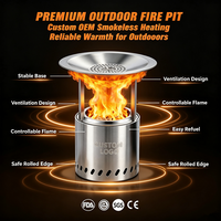 Ensemble de foyer sans fumée de table 8 pièces, double combustible avec barbecue, sac de transport et protection en verre pour foyer à bois portable