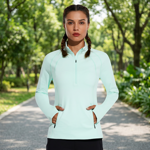 Nouveau Sweat à Capuche Femme à Col Montant Tricoté à Séchage Rapide avec Logo Frontal, Manches Longues, pour le Sport, la Course et le Yoga en Hiver - Product Image 4