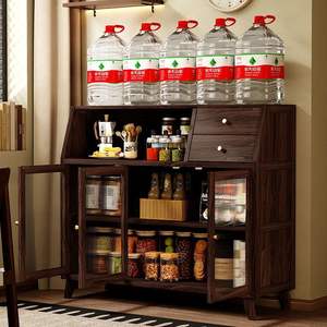 Buffet en bois massif, style moderne minimaliste, meuble de rangement pour salon, unité de rangement multifonctionnelle pour cuisine, à fixer au mur - Product Image 4