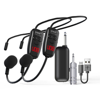 Microphone professionnel sans fil, 2 jeux, UHF, Distance de 50 mètres, batterie polymère, casque et Microphone universel