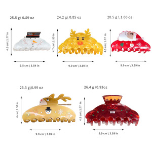 Pince à cheveux de Noël en forme de bonhomme de neige et de renne, pince requin mignonne, accessoire de coiffure festif en plastique, idée cadeau amusante pour usage quotidien - Product Image 2