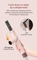 Styler multi-fonctions à air chaud 6 en 1 1000W, design POP en plastique ionique, boucleur, lisseur, brosse, moteur, bouclage automatique, 3 vitesses, 65 000 tr/min, cadeau