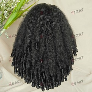 <span class=keywords><strong>Parrucca</strong></span> Sintetica Premium KEMY HAIR con Frontale in Pizzo, Ricci Afro Kinky, Fibra Resistente alle Alte Temperature, Parrucche Intrecciate Sintetiche per Donne di Colore - Product Image 5