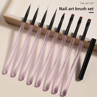 Ensemble de 8 pinceaux à ongles de style japonais, exquis, à poils fins, manche en acrylique durable, pour manucure délicate