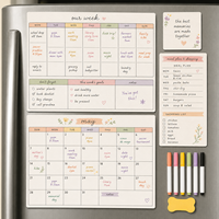 Ensemble de planificateurs magnétiques personnalisés pour réfrigérateur, calendrier mensuel, organisateur hebdomadaire et bloc-notes pour la planification quotidienne