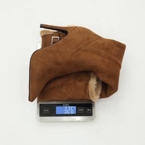 Botas por encima de la rodilla de piel superior de talla grande 48, botines largos de ante de aguja para mujer, tacones finos de invierno, ajuste de pierna ancha cálido - Product Image 6