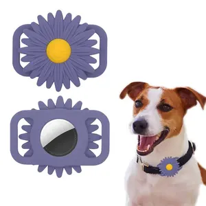 For Airtags Holder Flower Anti-lost Location Tracker Cover Cute Silicone Pet Collar Protective Case For Apple Airtag