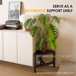 Mu Shunge Wooden Corner <b>Stool</b> With <b>Storage</b> Shelf For Bathroom Living Room Bedroom Childrens Use - Product Image 1