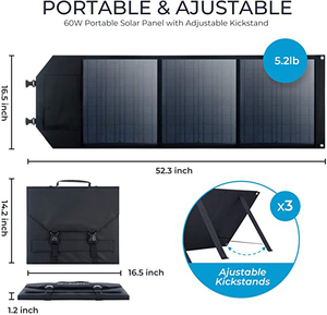 Fabrication professionnelle de chargeur solaire double USB 60 watts, panneau solaire pliable et flexible pour téléphone portable et batterie externe - Product Image 6