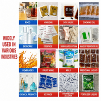 Machine d'emballage compacte à trois soudures latérales pour liquides, 10-18 sachets/min, pour jus, vinaigre, sauce soja, eau, glaçons, remplissage et scellage de petits sachets