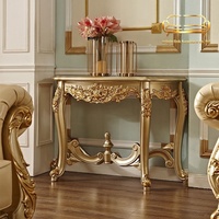 Table console mobile en bois de pin couleur champagne, style néo-classique européen, pour la décoration d'entrée et de couloir d'hôtel