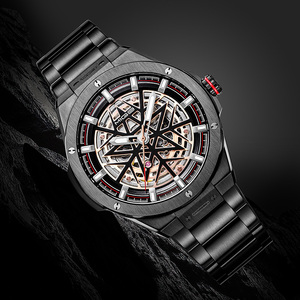 Men's Automatic Mechanical <b>Watch</b> Stainless Steel <b>Case</b> 43mm Round Dial Hollow Out Skeleton Design Luxury Fashion Style - Product Image 3